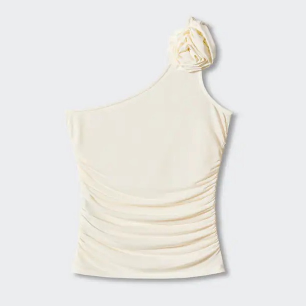 Mango Floral Asymmetrical One-Shoulder Top